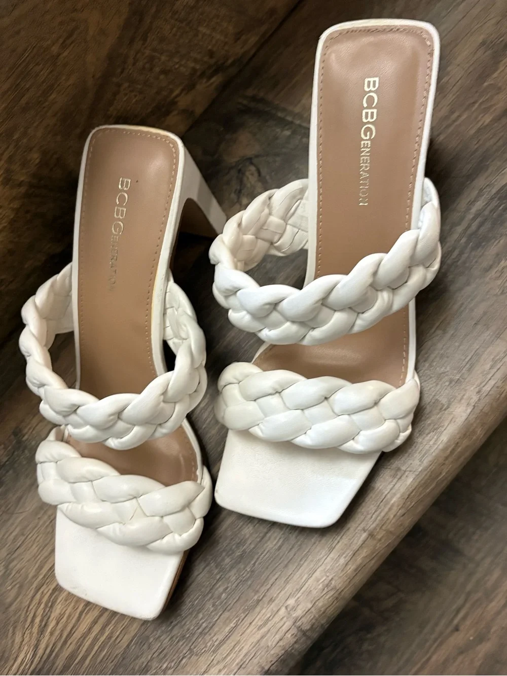 BCBGeneration Cream Braided Platform Sandals